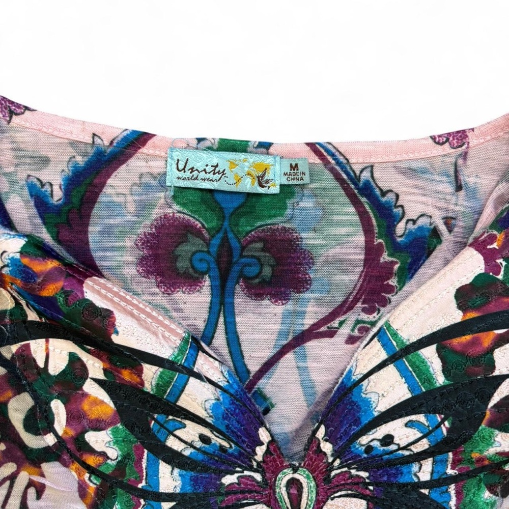 Vanity Multicolor Butterfly Pattern Top - Picture 7 of 7